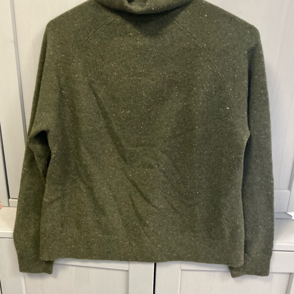 Olive Green Cashmere Turtleneck Sweater - Picture 2 of 3